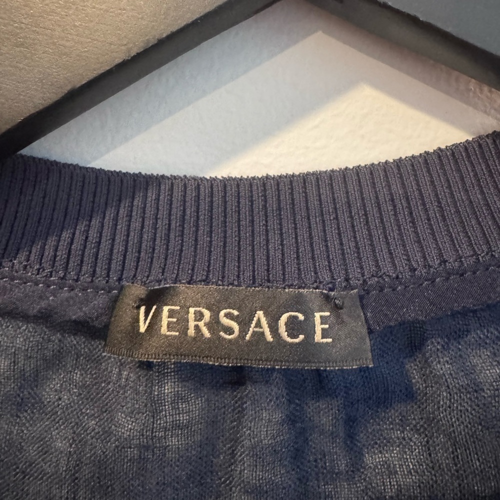 Versace Authentic “CLG” Deep Blue Short Sleeve Top - Picture 2 of 8